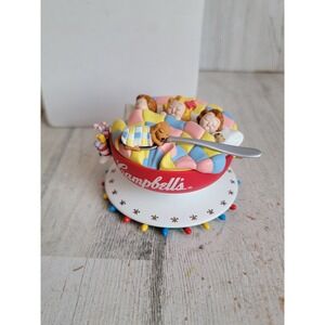 Vintage Campbell's soup sleeping kids bed ornament Xmas dog bowl unique